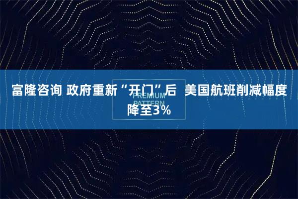 富隆咨询 政府重新“开门”后 美国航班削减幅度降至3%
