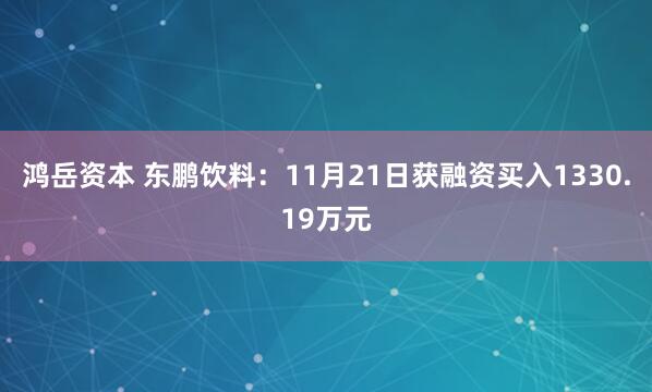 鸿岳资本 东鹏饮料:11月21日获融资买入1330.19万元